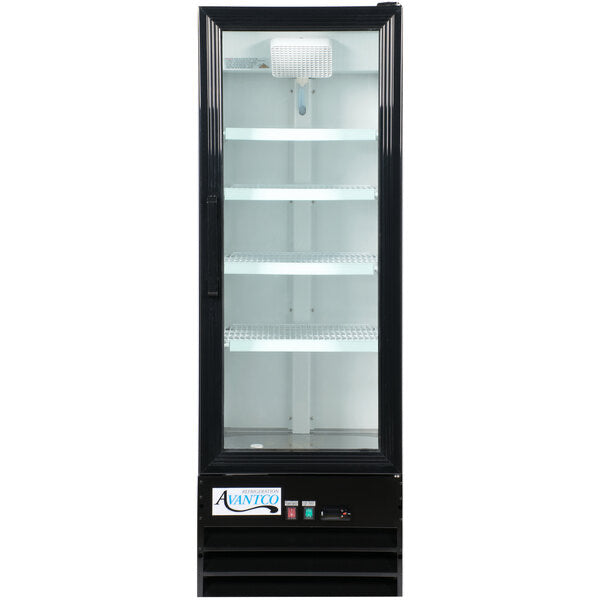 (Cooler) 21 5/8” Black Swing Glass Door Merchandiser Refrigerator with LED Lighting